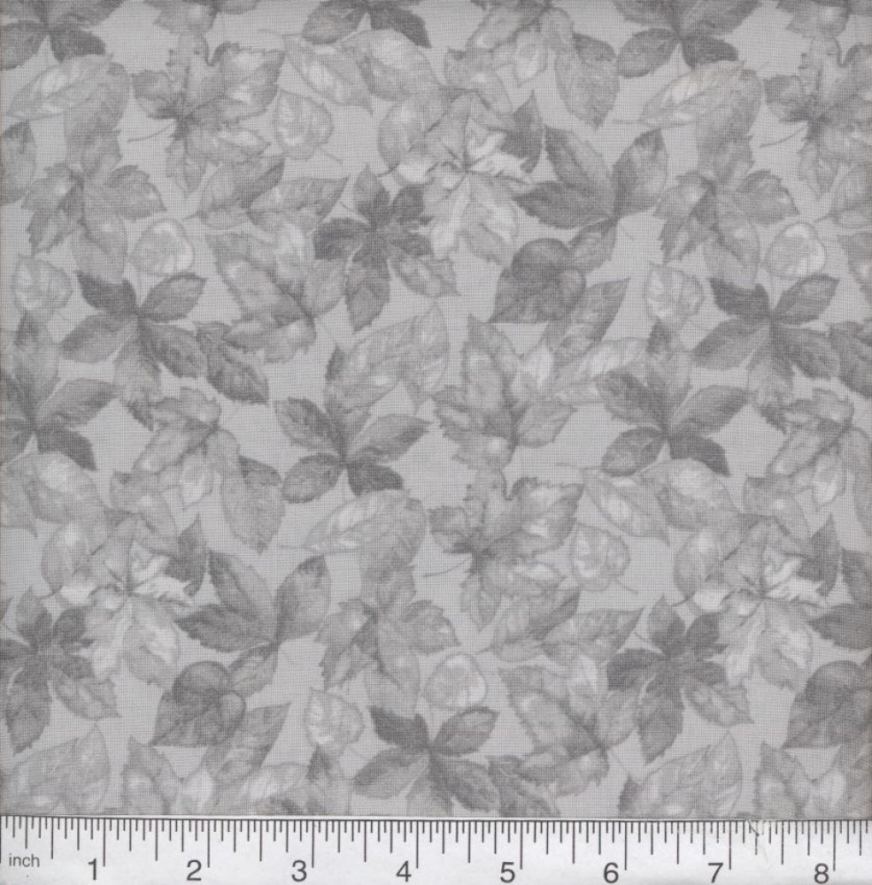 Lt Gray Harvest Leaves 45" Wide Cotton Fabric Per Yard