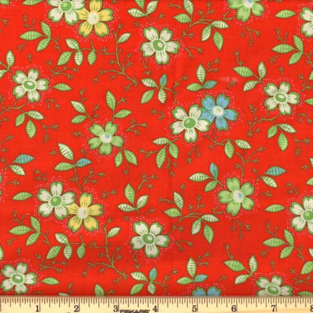 Lt Red Happy Floral 45" Wide Cotton Fabric Per Yard