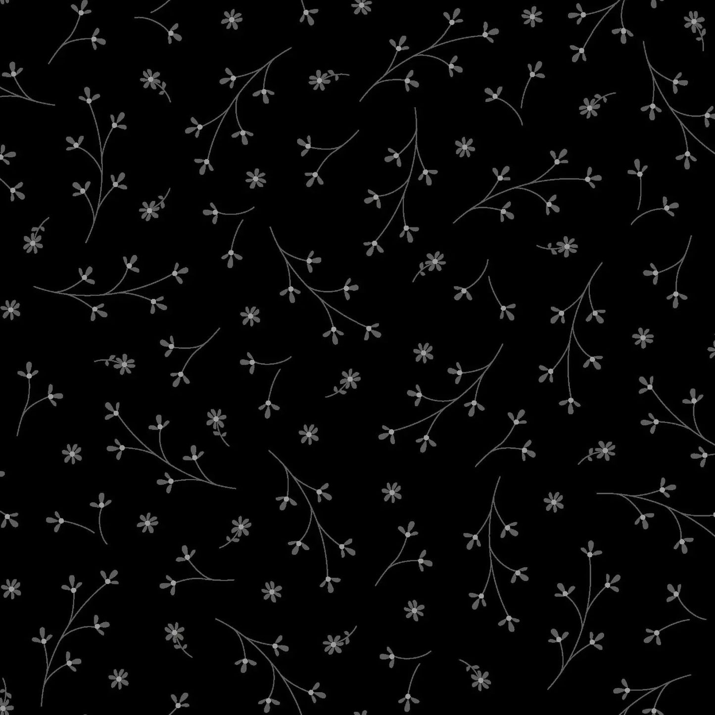 Black Pretty Petals Cotton Wideback Fabric per yard