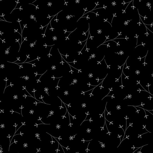 Black Pretty Petals Cotton Wideback Fabric per yard