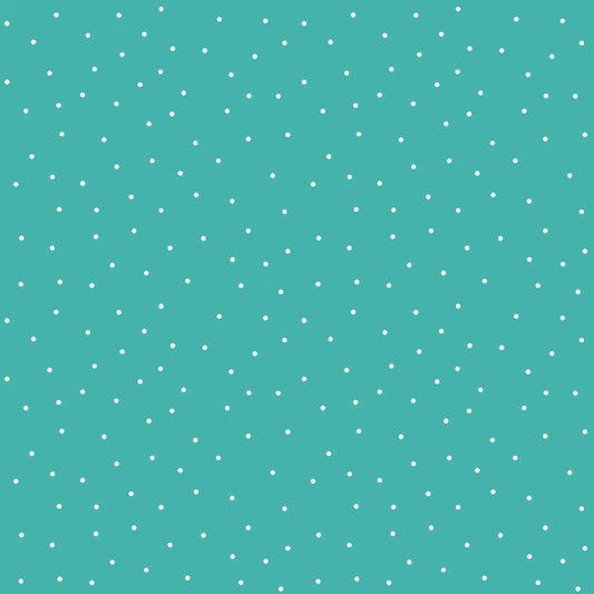 Green Aqua Small Dot Cotton Wideback Fabric per yard