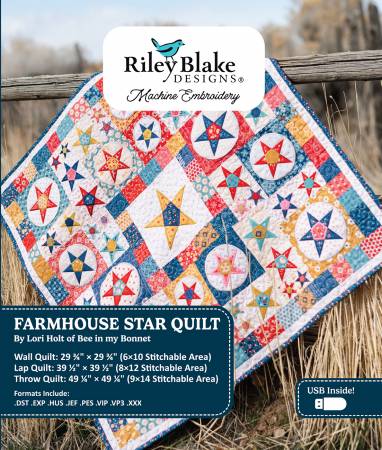 RB Americana Farmhouse Star Quilt Machine Embroidery USB