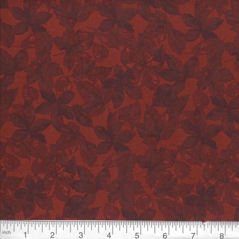 Maroon Harvest Leaves 45" Wide Cotton Fabric Per Yard
