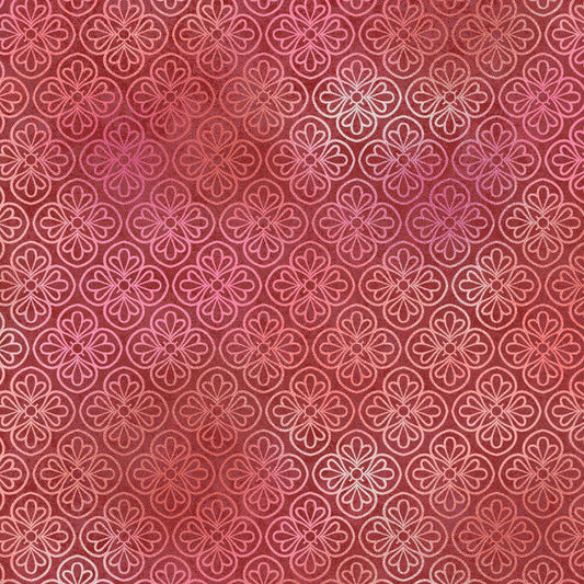 Maroon Operetta Flower Tiles Cotton 43"/44" Fabric Per Yard