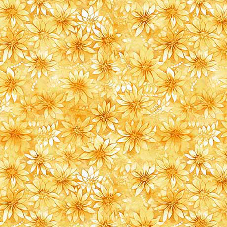 Melon Sunflower Serenade Flower Blender Cotton 44/45 Fabric Per Yard