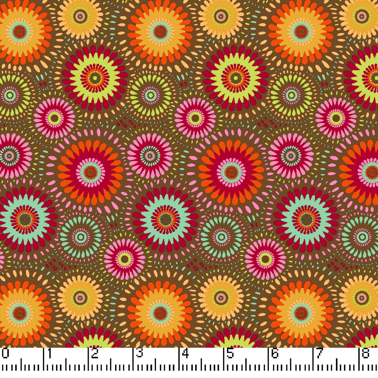 Mocha Lucky Medallion 45" Wide Cotton Fabric Per Yard