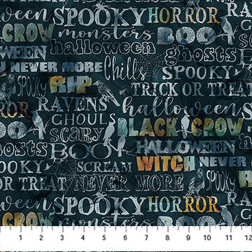 Multi Black Words Raven's Call 44"/45" Cotton Fabric Per Yard