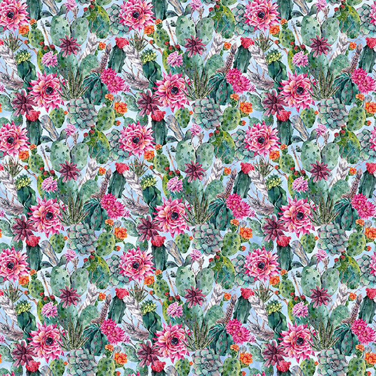 Multi Southwest Minis Cactus Flower 44/45" Cotton Fabric Per Yard
