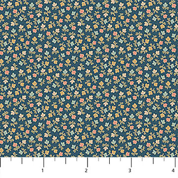Multi Teal Manoir Antiques Road Show 44"/45" Cotton Fabric Per Yard