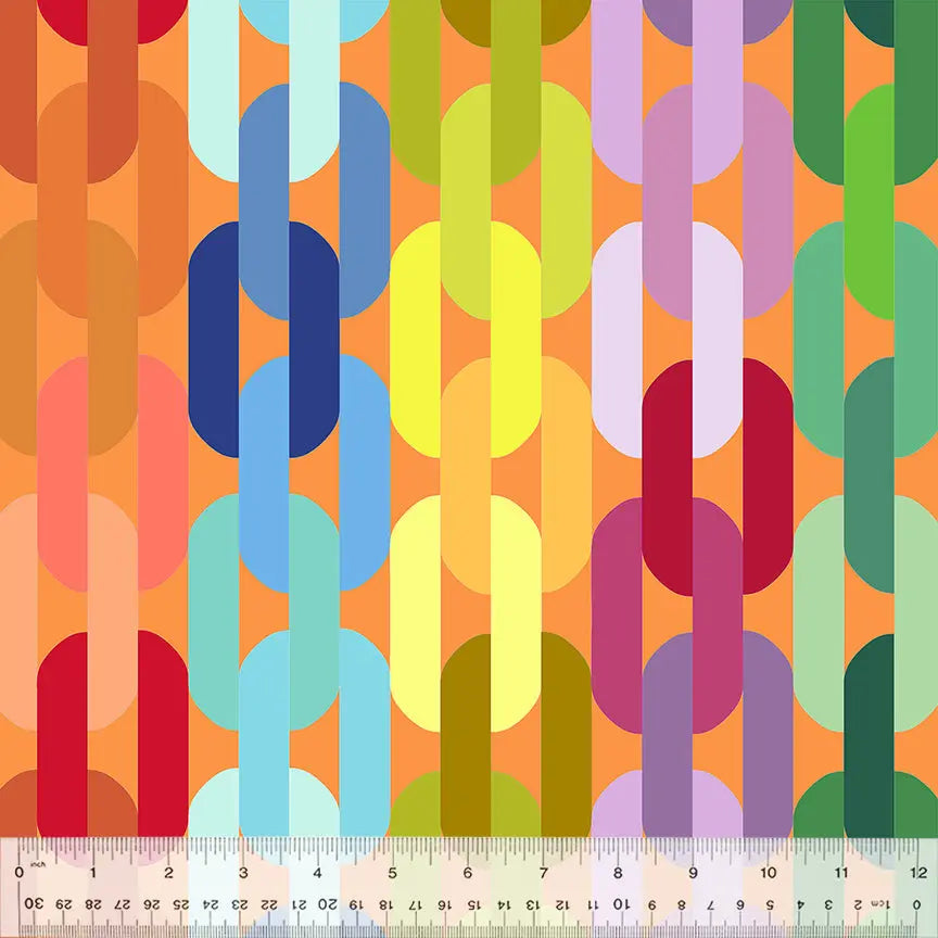 Multicolor Creamsicle Links Cotton Wideback Fabric per yard