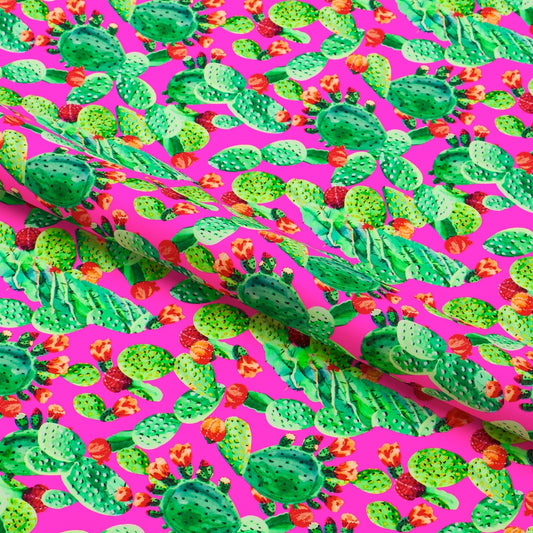 Cactus Leaves Printed Spandex Fabric | Blue Moon Fabrics
