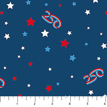 Navy Multi Stars + 250 44"/45" Cotton Fabric Per Yard