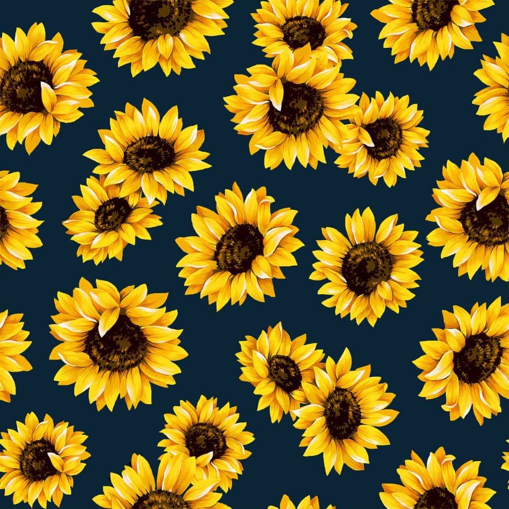 Navy Sunflower Dance 45" wide Fabric per yard