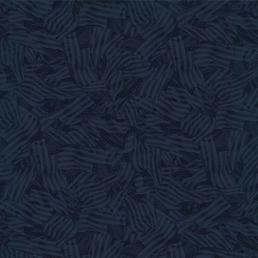 Night Wavy Tonal Flags Path to Freedom Cotton 44"/45" Fabric Per Yard
