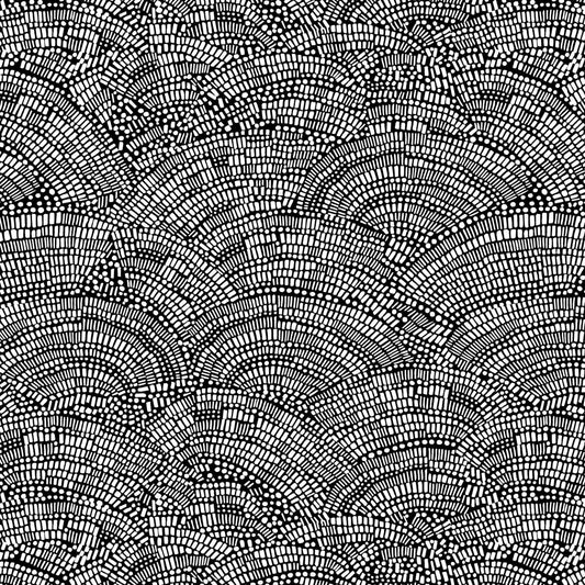 Not So Black and White Mosaic Fan Cotton Wideback Fabric Per Yard