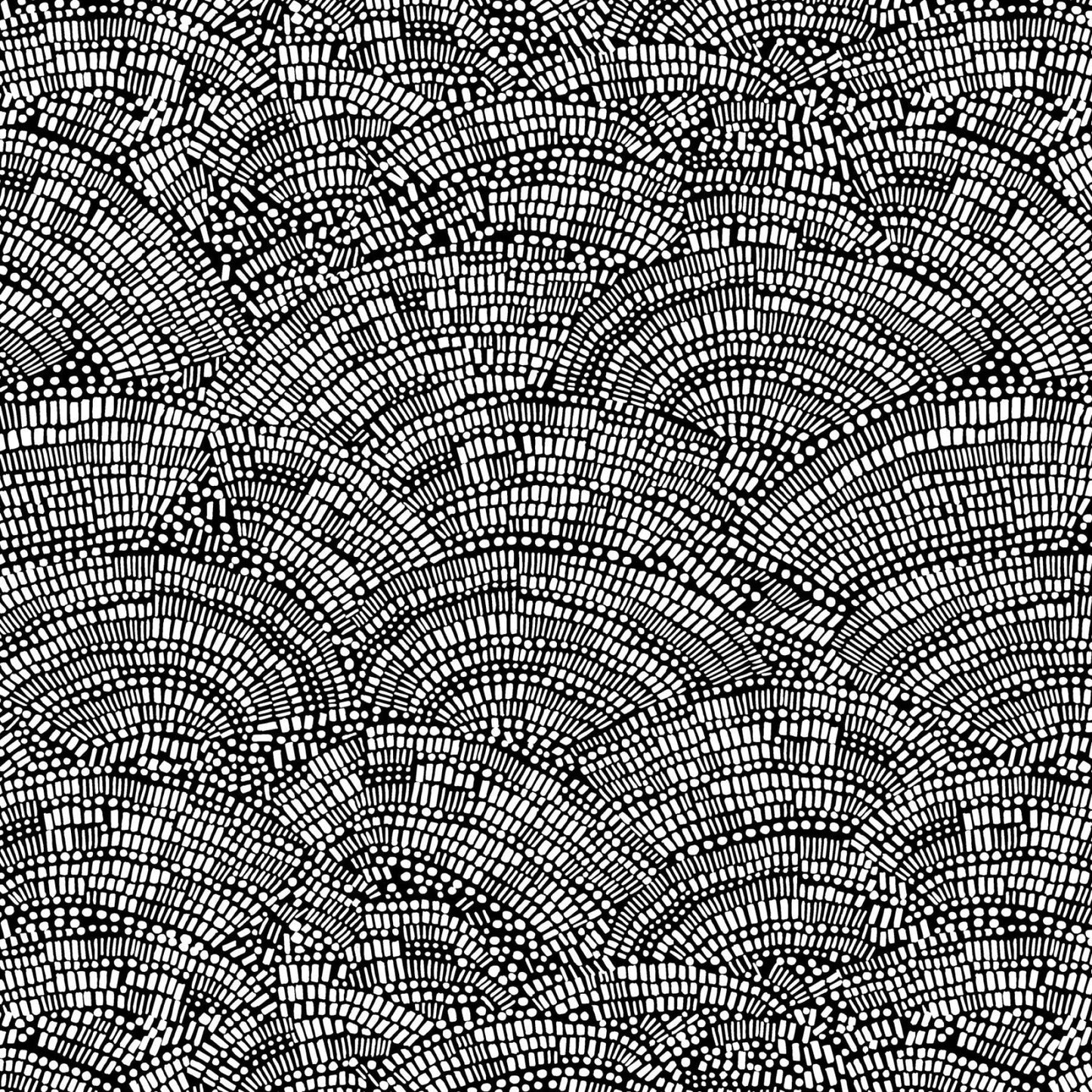 Not So Black and White Mosaic Fan Cotton Wideback Fabric (1 yard pack)