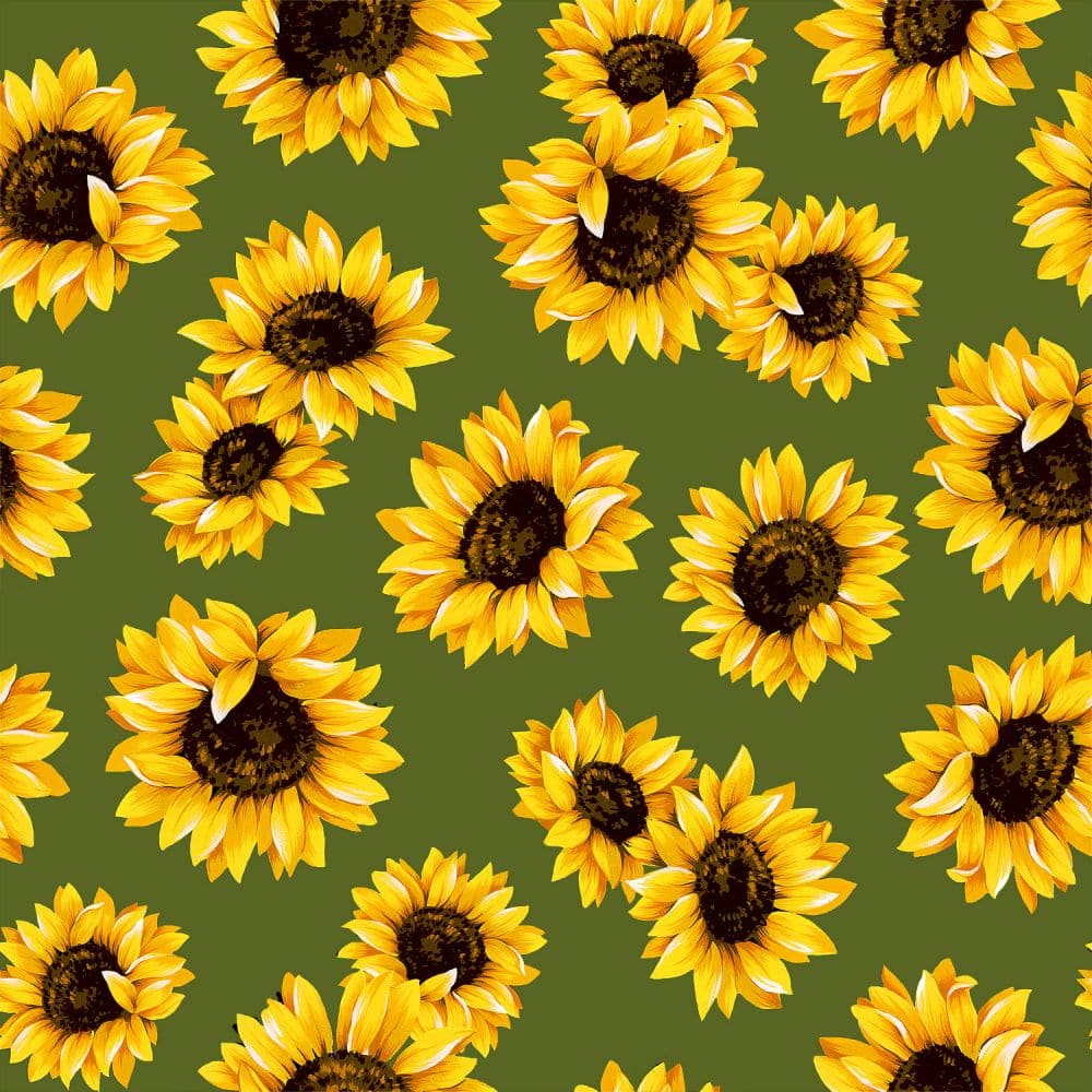 Olive Sunflower Dance 45" wide Fabric per yard