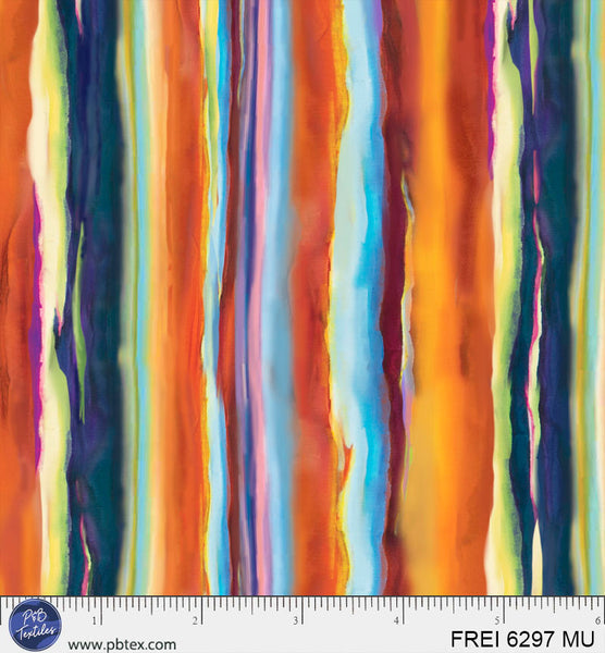 Orange Free Rein Horizon Stripe 44"/45" Cotton Fabric Per Yard