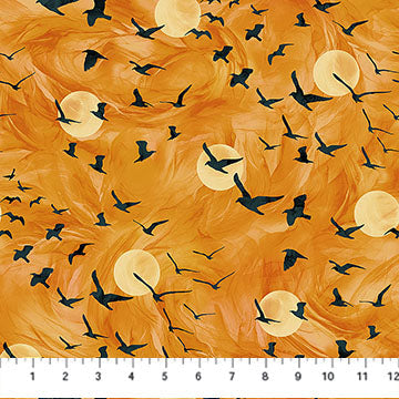 Orange Raven's Call 44"/45" Cotton Fabric Per Yard