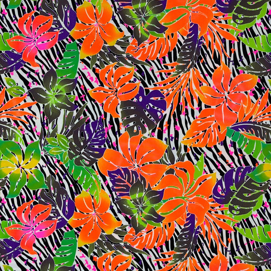 Tropical Zebra Printed Spandex | Blue Moon Fabrics