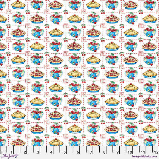 American as Cherry Pie - White Cotton 44"/45" Fabric Per Yard
