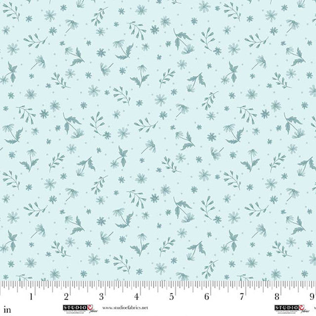 Pale Blue Mini Wild Flowers Layla 44"/45" Cotton Fabric per Yard