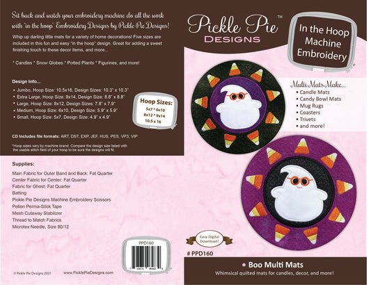 Boo Multi Mats In the Hoop Embroidery Design Collection