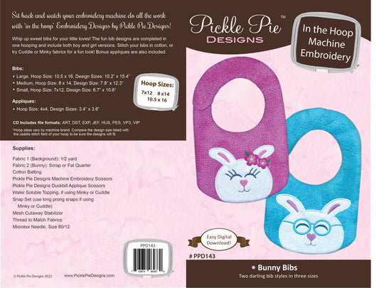 Easter Bunny Bibs In the Hoop Machine Embroidery Design Set