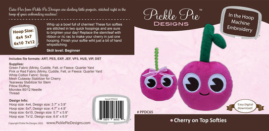 Cherry on Top Softies In the Hoop Machine Embroidery Design Set