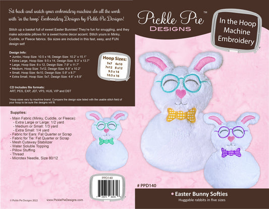Easter Bunny Softies In the Hoop Machine Embroidery Design Set