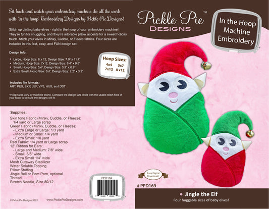 Jingle the Baby Christmas Elf In the Hoop Machine Embroidery Design Set