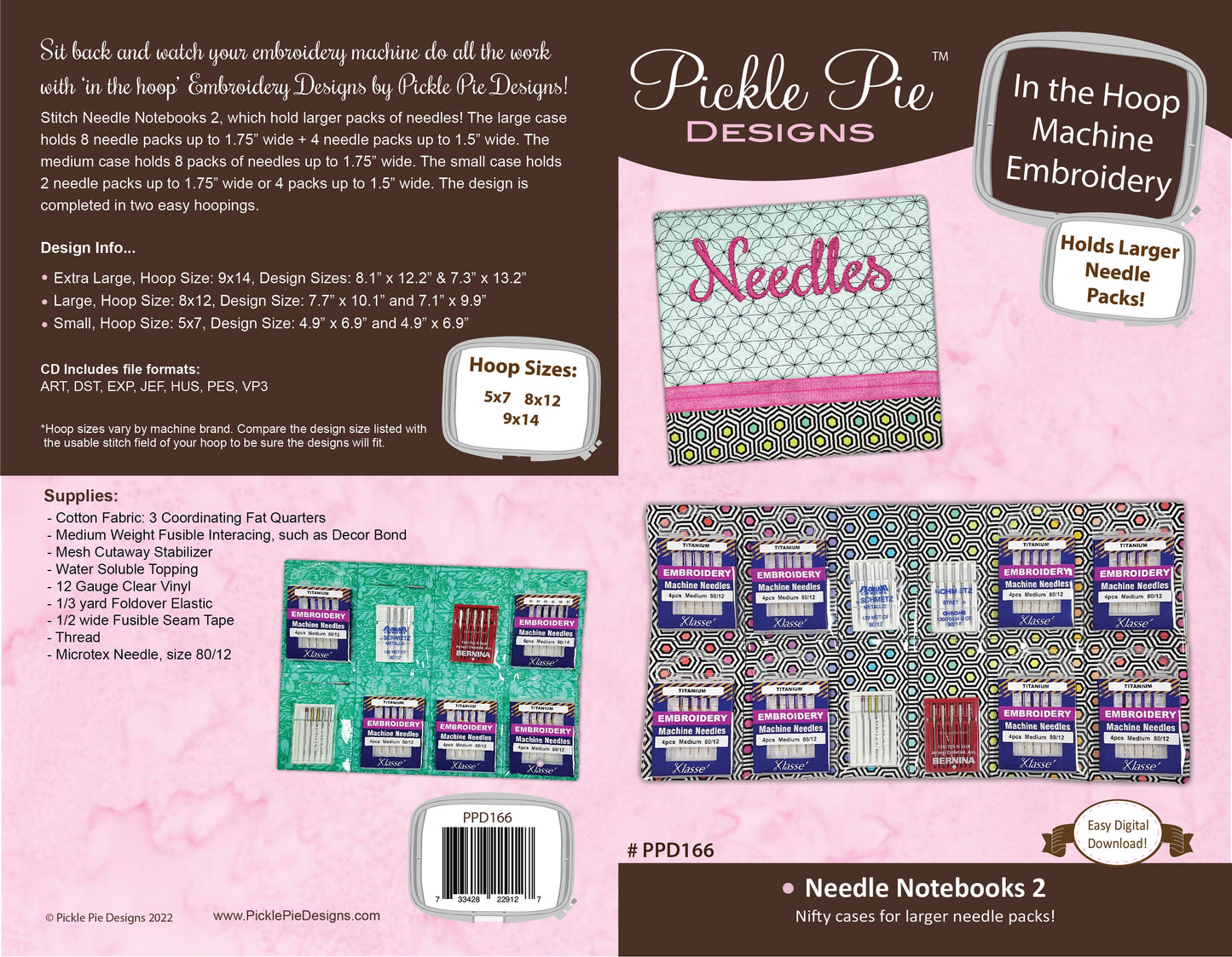 Needle Notebook 2 In the Hoop Machine Embroidery Design Set