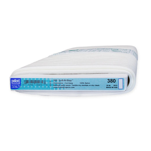 Pellon® 380 Soft-N-Stay™ Sew-In Stabilizer 20" x 10 yards Bolt. Color: White.