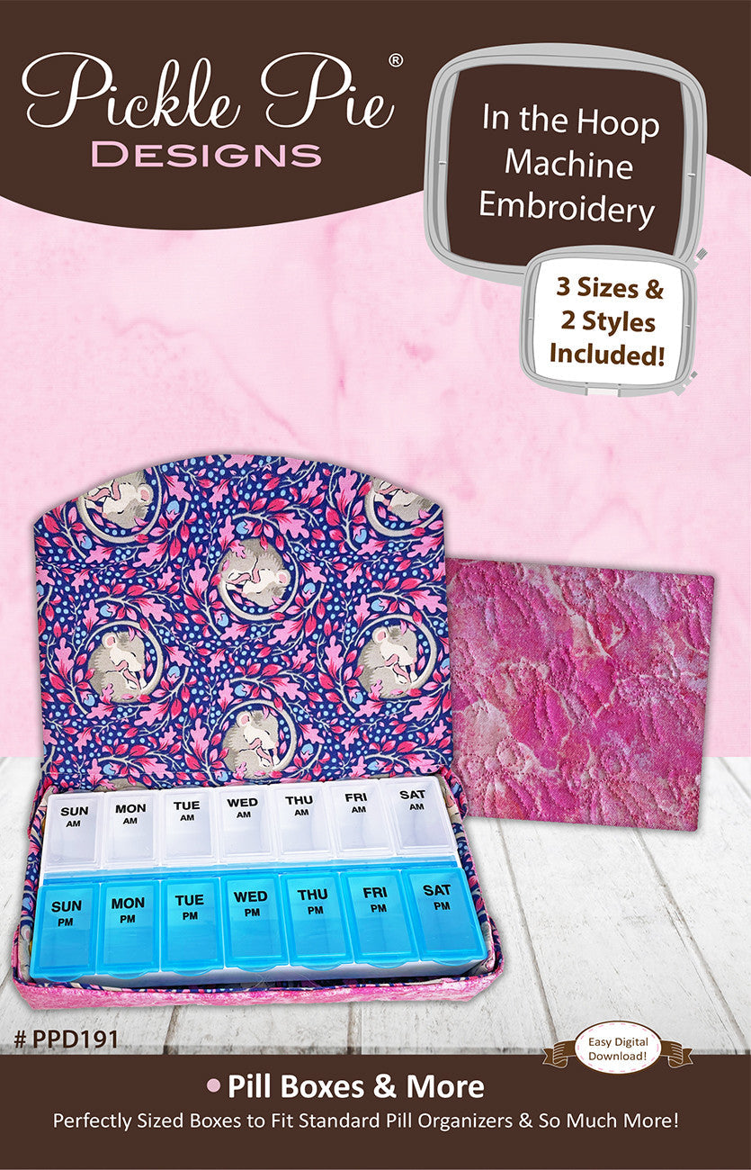 Pill Boxes & More Machine Embroidery Design Set