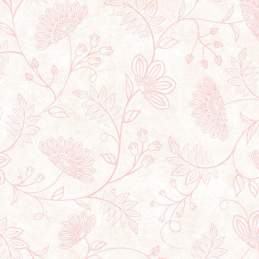 Pink Operetta Flowering Vines Cotton 43"/44" Fabric Per Yard