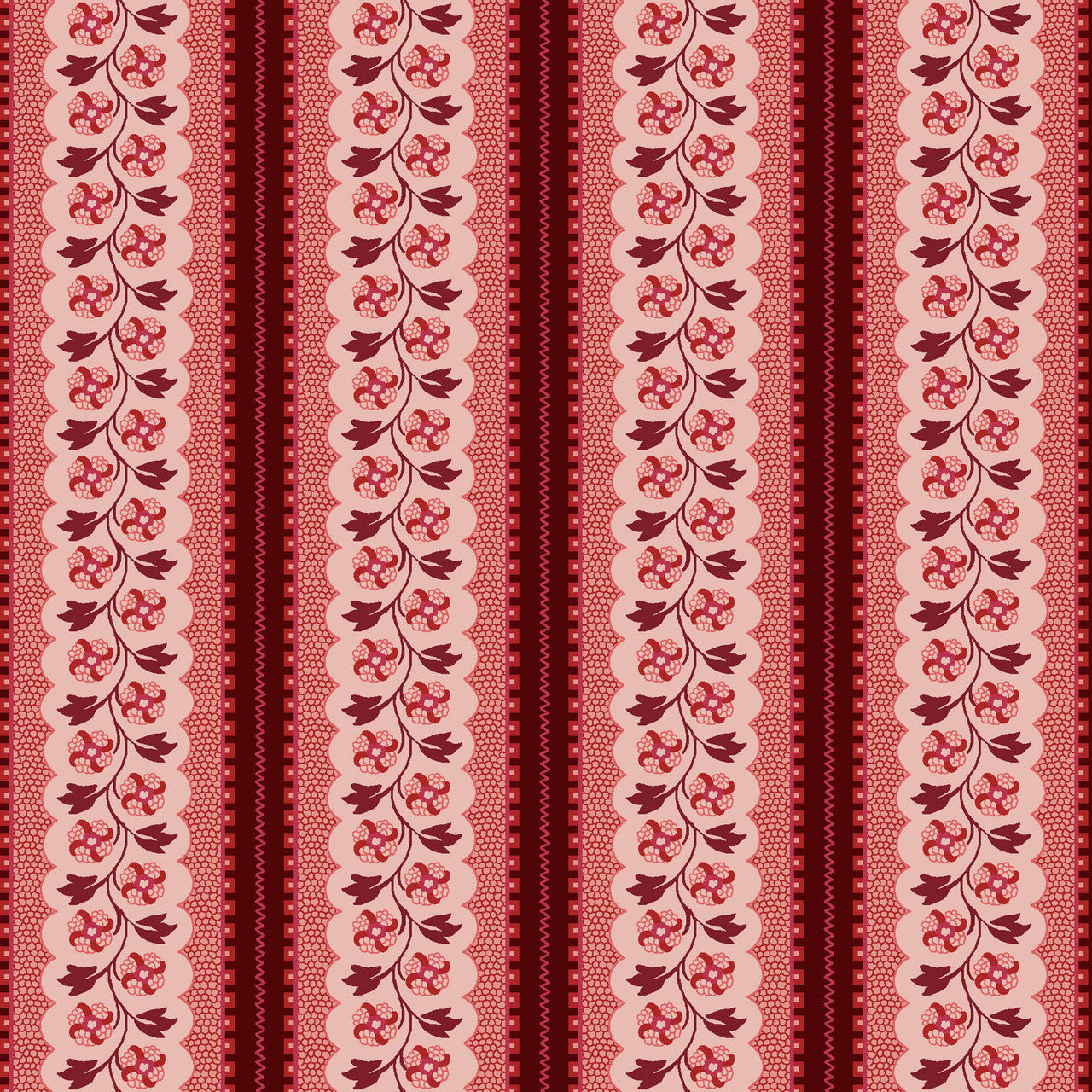 Pink Scallop Stripe Lost Gardens of Heligan Cotton 43"/44" Fabric Per Yard