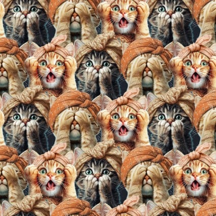 Please Seat Yourself Three Wise Cats Cotton 43"/44" Fabric Per Yard
