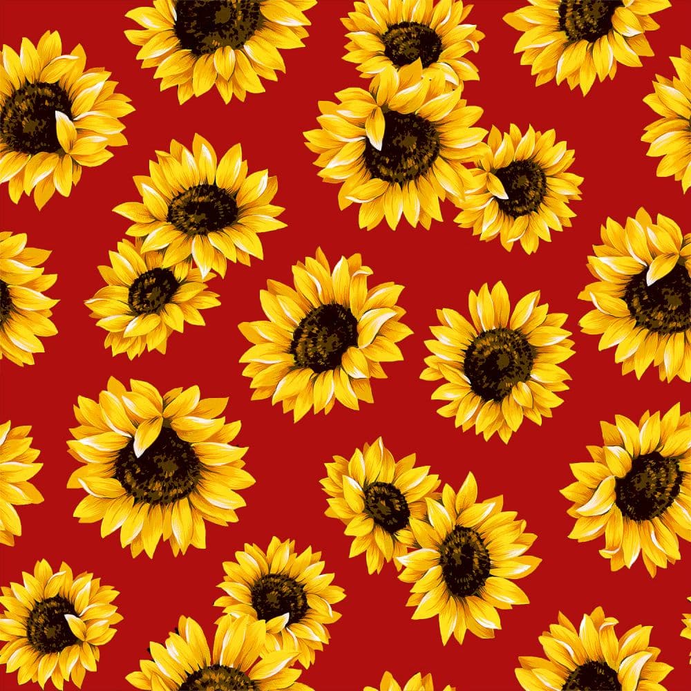 Poppy Red Sunflower Dance 45" wide Fabric per yard