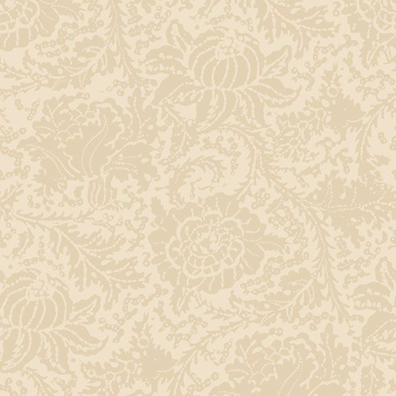 Cream Floral Anna B's Indigos Cotton Wideback Fabric Per Yard