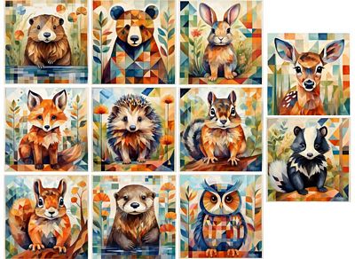 Woodland Animals SQ 11 Card Box Collection