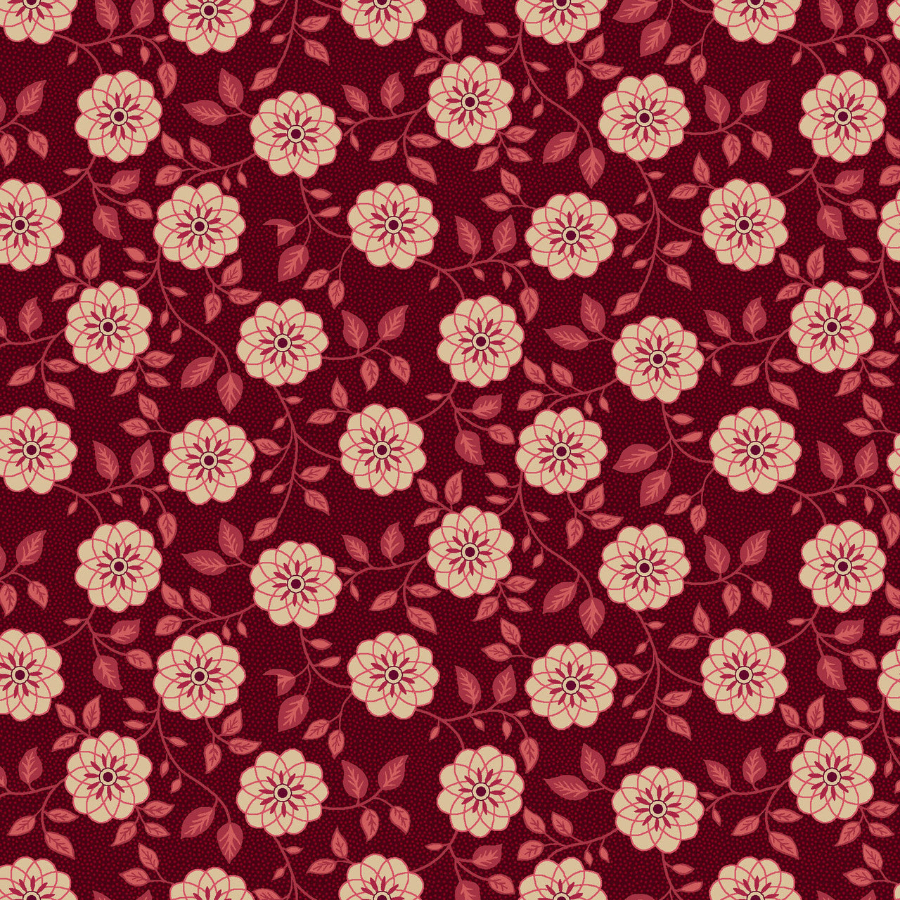 Red Bachelor Buttons Lost Gardens of Heligan Cotton 43"/44" Fabric Per Yard