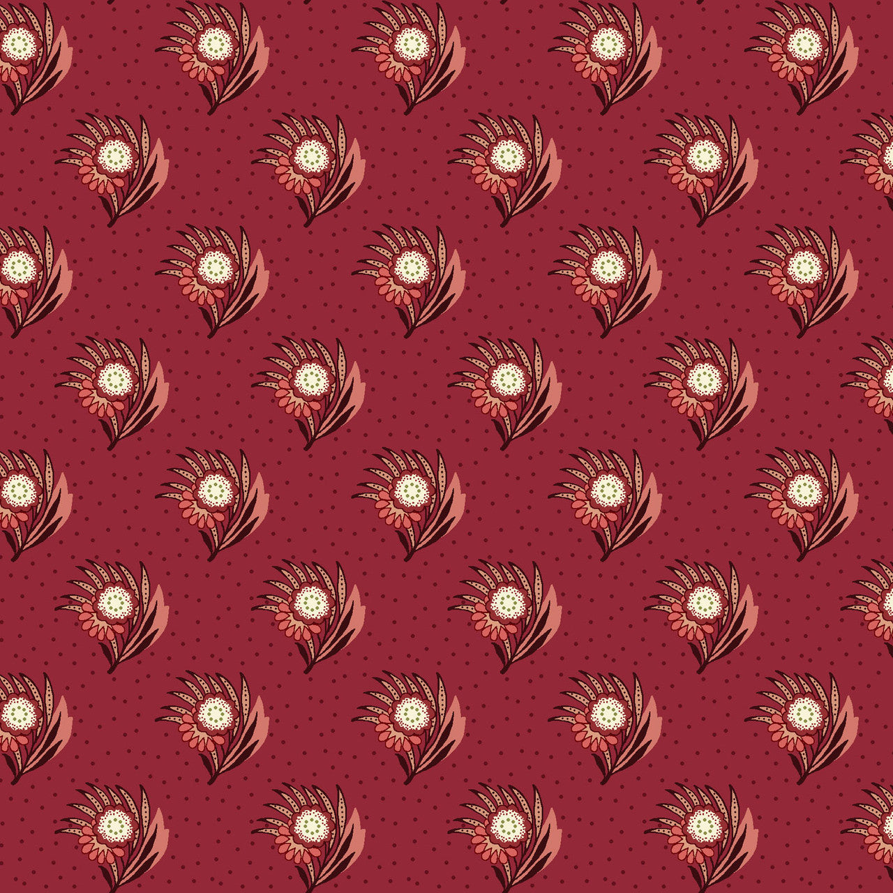 Red Boutennieres Lost Gardens of Heligan Cotton 43"/44" Fabric Per Yard