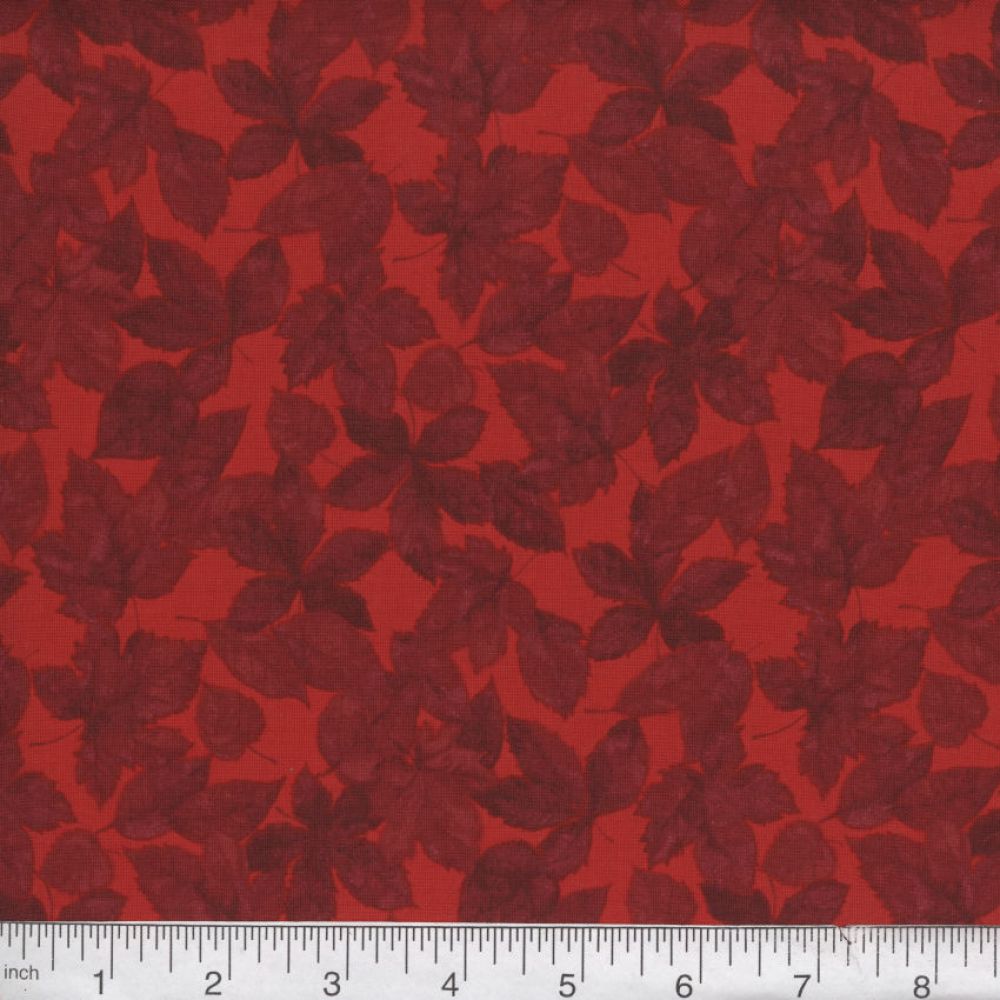 Red Harvest Leaves 45" Wide Cotton Fabric Per Yard