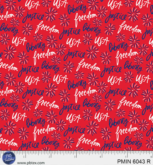 Red Patriotic Minis PMIN-6043-R Cotton 44/45 Fabric Per Yard