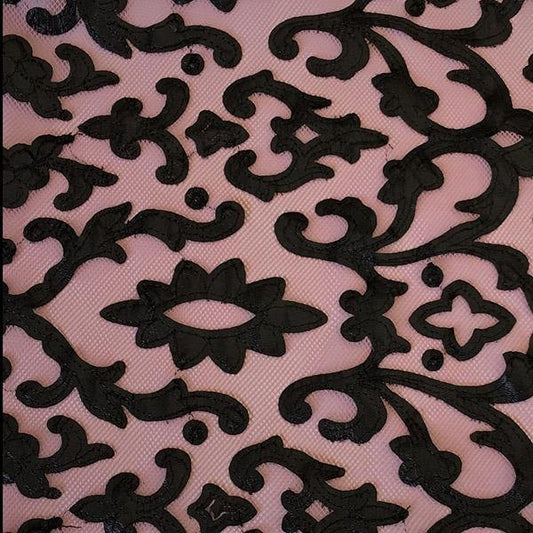 Renee Embroidered Mesh Fabric | Blue Moon Fabrics