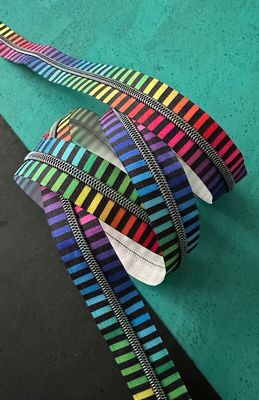 Wide Rainbow Stripe Zipper Tape with Iridescent te