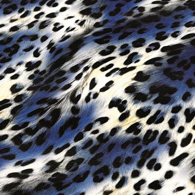 Faux Wavy Leopard-Black/White/ Blue 18 in x54 in