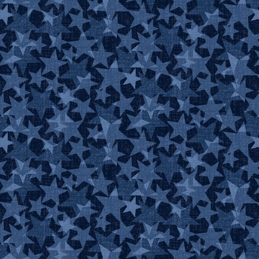 Red White and Starry Blue Too Deep Blue Stars Cotton Wideback Fabric per yard