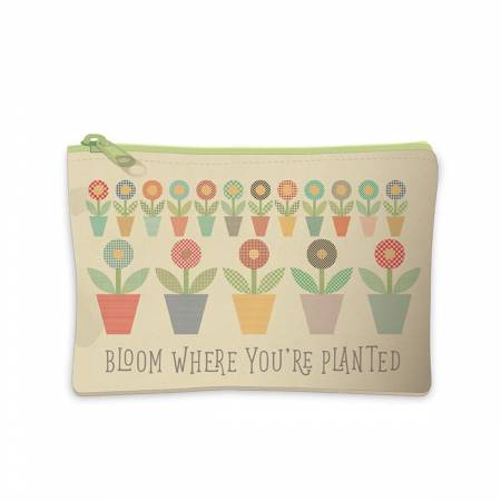 RB Gingham Garden Large Canvas Zipper Pouch
