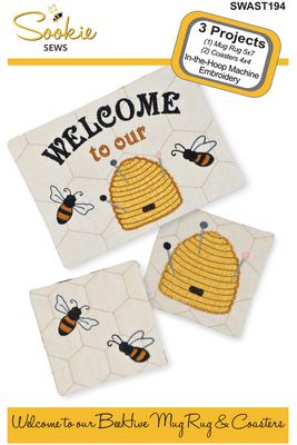 Welcome to our BeeHive Mug Rug & Coaster Set In-th